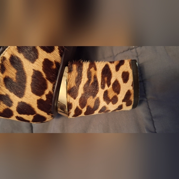 Tory Burch Pony Hair Leopard Strappy Sandals Sz 10M 3in heel Summer Animal Prnt - Picture 9 of 11